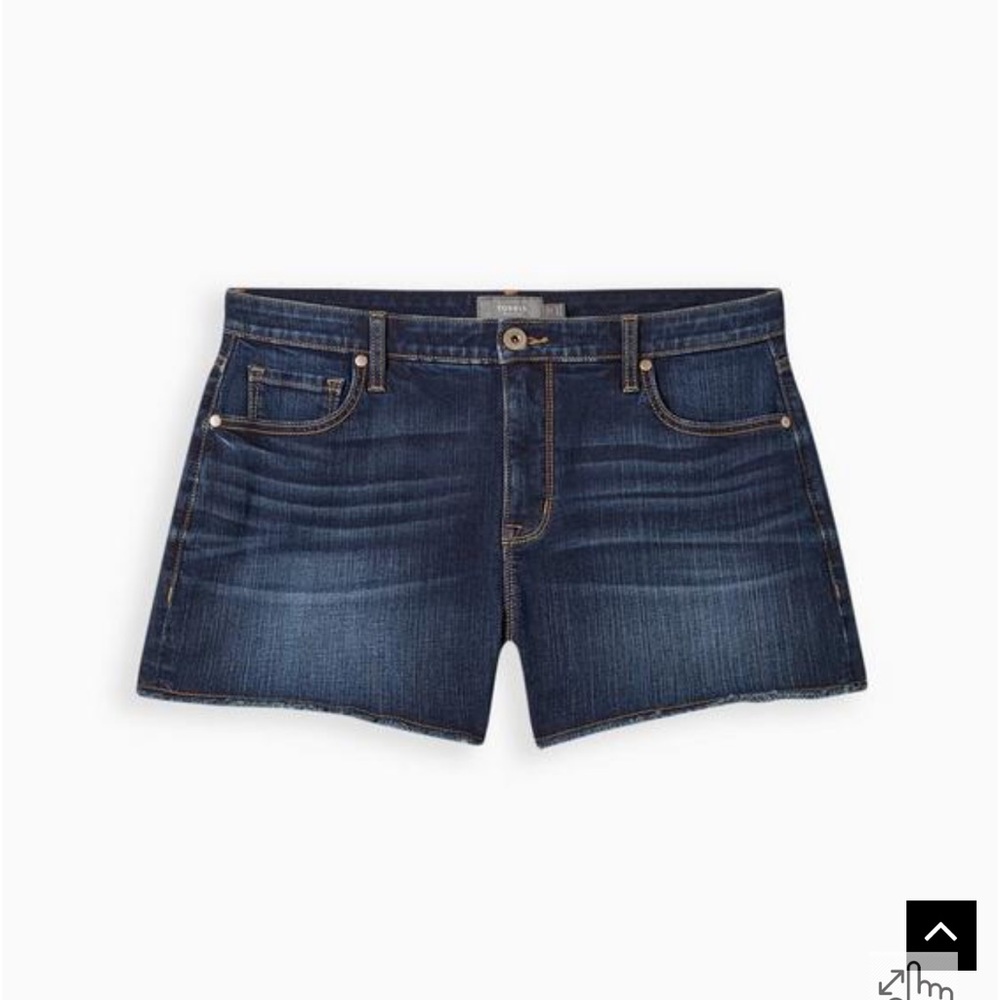 Torrid Plus Size High Rise A Line Shortie Short Vintage Stretch Dark Wash